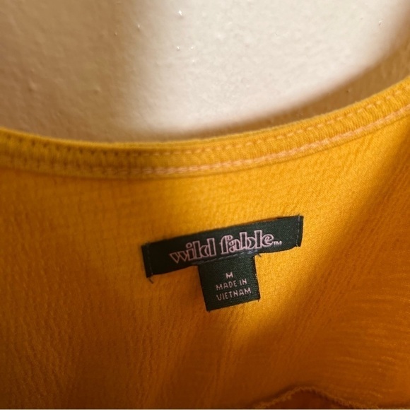 Wild Fable Tie-Strap Babydoll Textured Knit Dress Mustard Yellow - Picture 8 of 12